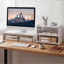 Monitor Stand and 3-Tier Desk Organiser 2-in-1 Modular Computer Monitor Riser PVC Desktop Shelf Holds 20kg for Office Students Gaming