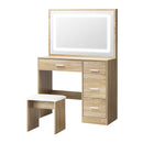 Dressing Table Stool Set Large Mirror LED Light Natural