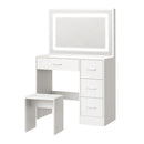 Dressing Table Stool Set Large Mirror LED Light White