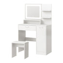 Dressing Table Stool Set LED Light Large Cabinet White