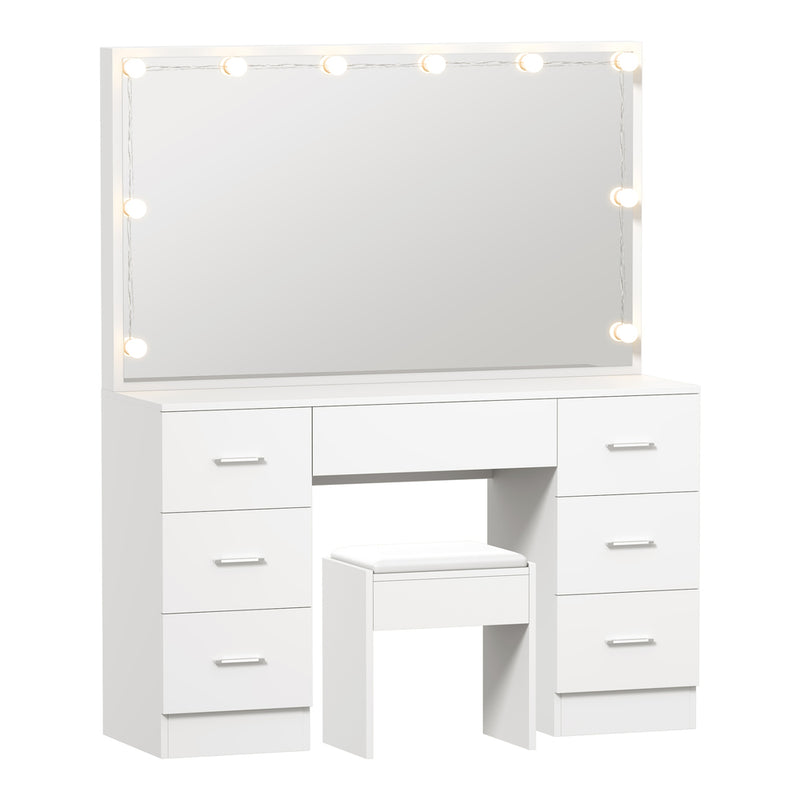 Dressing Table Large LED Mirror White