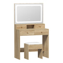Dressing Table Stool Set LED Mirror Natural