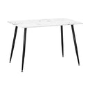 120cm Dining Table Rectangle Marble Finish Metal Legs