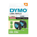 Dymo Letratag Plastic Tape 12Mm X 4M Clear Pack Of 2