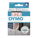 Dymo D1 Red On White 12Mm X 7M Label Tape