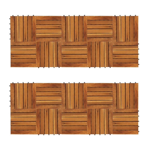 Decking Tiles Vertical Pattern 30 x 30 Cm Acacia Set Of 20