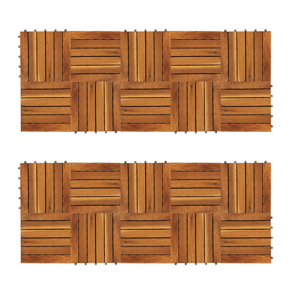 Decking Tiles Vertical Pattern 30 x 30 Cm Acacia Set Of 20