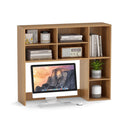 Desktop Bookshelf Desk Hutch With 3 Adjustable Shelves Natural