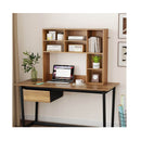 Desktop Bookshelf Desk Hutch With 3 Adjustable Shelves Natural