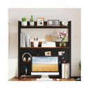 Desktop Bookshelf Multipurpose 2 Tier Desk Hutch Pegboard Rustic Brown