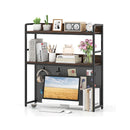 Desktop Bookshelf Multipurpose 2 Tier Desk Hutch Pegboard Rustic Brown