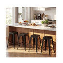 Detachable Metal Bar Stools Set Of 4 With Backrests Footrests Black