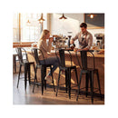Detachable Metal Bar Stools Set Of 4 With Backrests Footrests Black