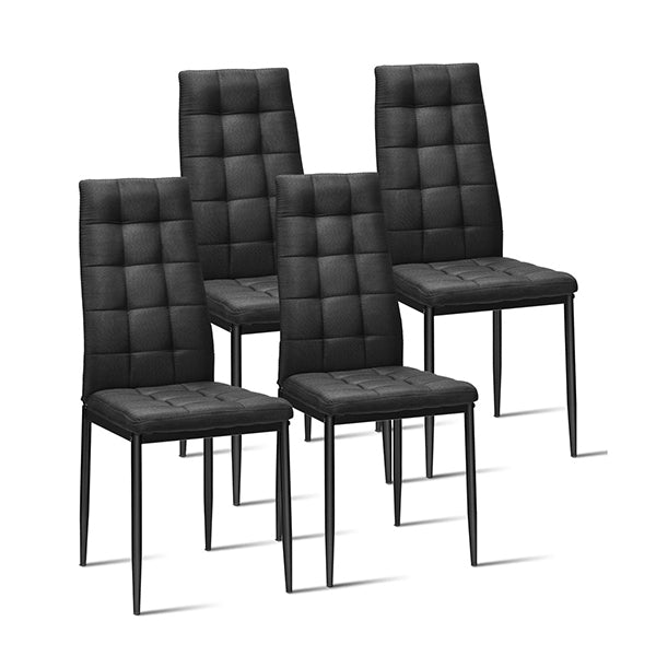 Set Of 4 Kitchen Dining Side Chairs With Fabric Cushion Metal Frame