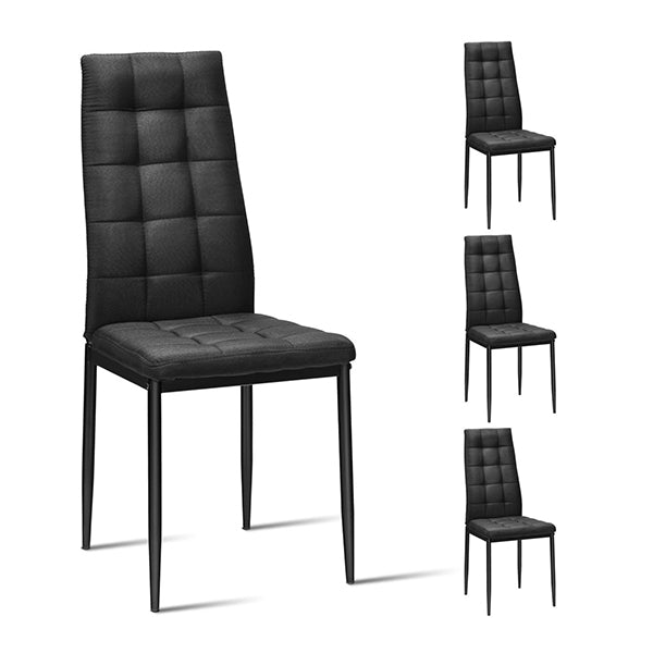 Set Of 4 Kitchen Dining Side Chairs With Fabric Cushion Metal Frame
