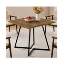 Dining Table 80cm Square Dining Table 4 Seater Wood Top Black Metal