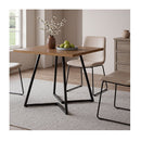 Dining Table 80cm Square Dining Table 4 Seater Wood Top Black Metal