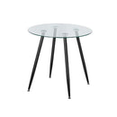 Dining Table Coffee Kitchen Table 80cm Round Glass Tabletop Metal Legs