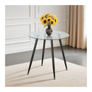 Dining Table Coffee Kitchen Table 80cm Round Glass Tabletop Metal Legs