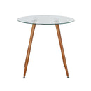 Dining Table Coffee Kitchen Table 80cm Round Glass Tabletop Metal Legs