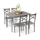 Modern Rectangular 5 Piece Dining Table Set With Metal Frame