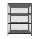 Display Cabinet With Tiers Shelves Clear Door Home Storage Black