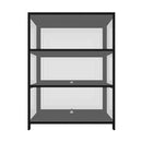 Display Cabinet With Tiers Shelves Clear Door Home Storage Black