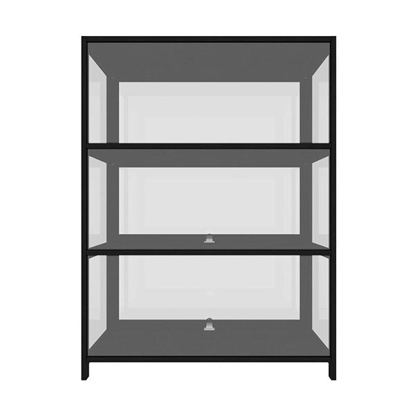 Display Cabinet With Tiers Shelves Clear Door Home Storage Black