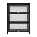 Display Cabinet With Tiers Shelves Clear Door Home Storage Black