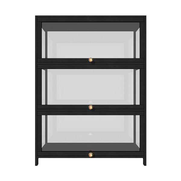 Display Cabinet With Tiers Shelves Clear Door Home Storage Black