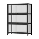 Display Cabinet With Tiers Shelves Clear Door Home Storage Black