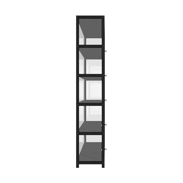 Display Cabinet With Tiers Shelves Clear Door Home Storage Black