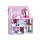 Large Wooden Dollhouse with Complete Accessories and Furniture for Kids