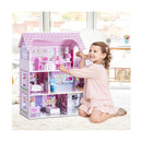 Large Wooden Dollhouse with Complete Accessories and Furniture for Kids