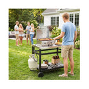 Double Shelf Grill Table With 85 X 50 Cm Stainless Steel Top Black