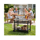 Double Shelf Grill Table With 85 X 50 Cm Stainless Steel Top Black