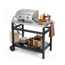 Double Shelf Grill Table With 85 X 50 Cm Stainless Steel Top Black