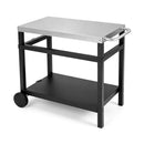 Double Shelf Grill Table With 85 X 50 Cm Stainless Steel Top Black