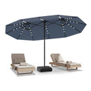 Double Sided Patio Umbrella With 48 Solar Led Lights And 12 Ribs Base