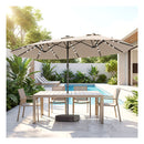 Double Sided Patio Umbrella With 48 Solar Led Lights And 12 Ribs Base