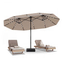 Double Sided Patio Umbrella With 48 Solar Led Lights And 12 Ribs Base