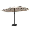 Double Sided Patio Umbrella With 48 Solar Led Lights And 12 Ribs Base