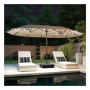 Double Sided Patio Umbrella With 48 Solar Led Lights And 12 Ribs Base