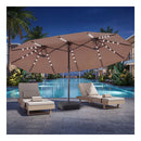 Double Sided Patio Umbrella With 48 Solar Led Lights And 12 Ribs Base