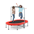 Double Trampoline For 2 People With Adjustable Handrail Safety Pad Red