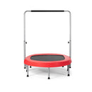 Double Trampoline For 2 People With Adjustable Handrail Safety Pad Red