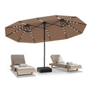 Double Sided Patio Umbrella With 48 Solar Led Lights And 12 Ribs Base