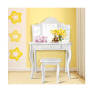 Kids Dressing Table Set with Stool and Mirror for Children Ages 3to7 White