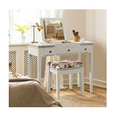 Dressing Table Stool Set With Flip Top Mirror And Storage Drawer