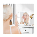 Dressing Table Stool Set With Flip Top Mirror And Storage Drawer